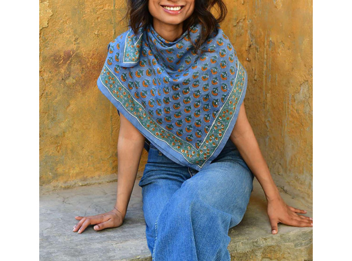 Grand Foulard Séléné Bleu Horizon