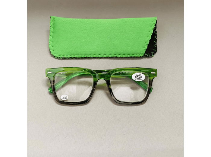 Lunettes de Lecture Couleur Vert Translucide Ecaille Puissance +2.00