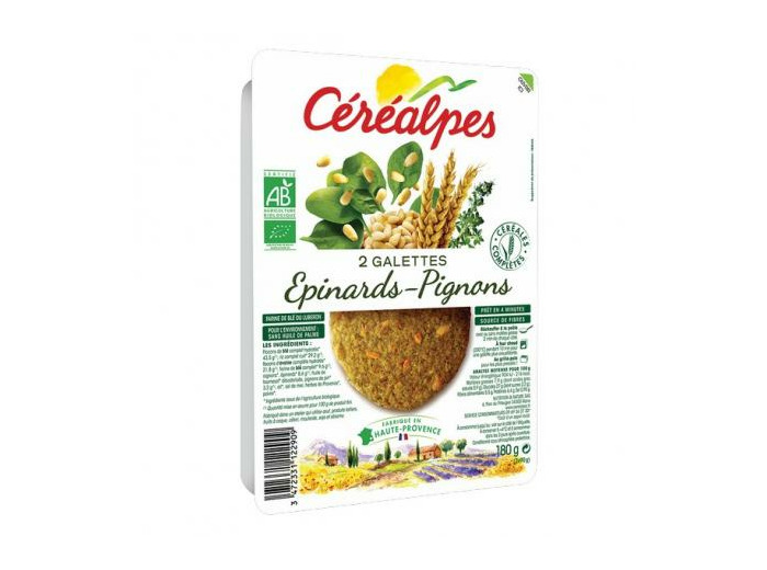 Galettes végétales épinards pignons 2x90g - Abc Bio