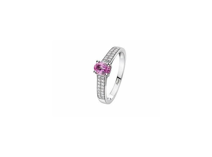 Bague or saphir rose et diamants