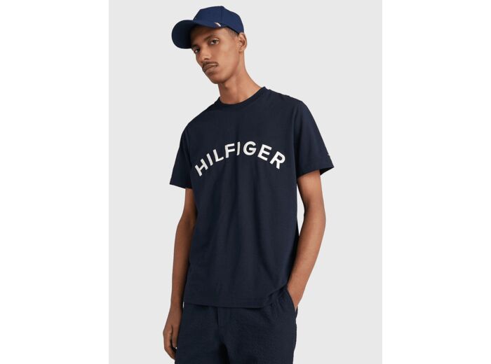 T-Shirt logo Tommy Hilfiger marine en coton bio