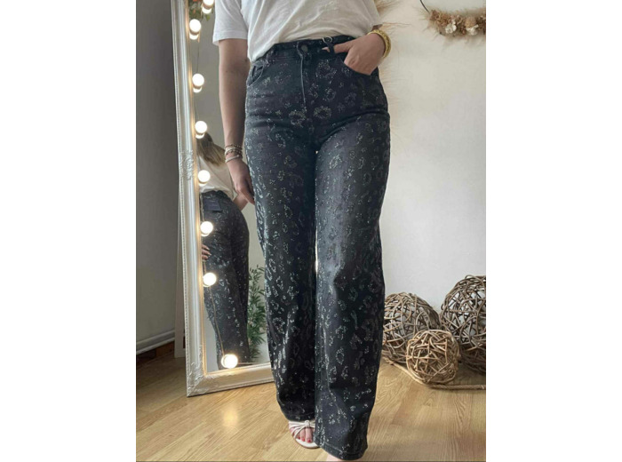 Jean à strass léopard