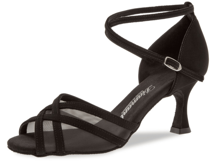 035-087-040 - Chaussures de danse noires et résille, talon 6,5cm - Diamant