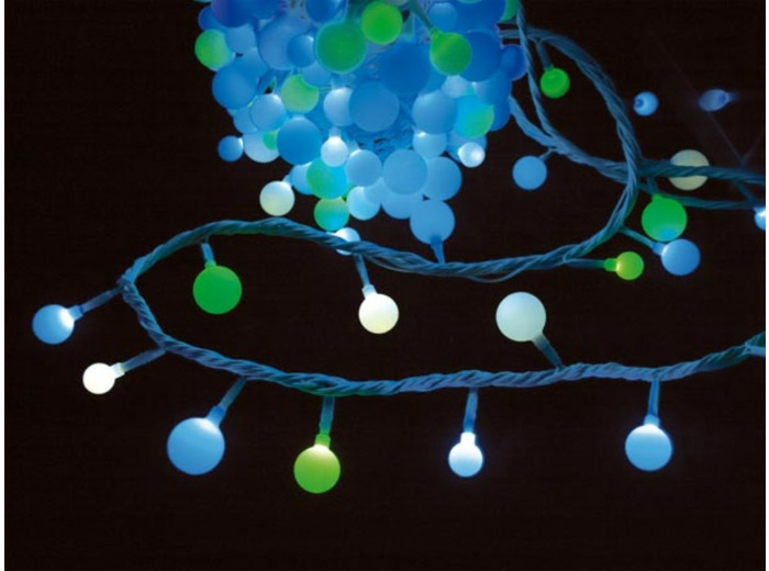 Guirlande 90 boules - multicolore - câble transparent - modulateur - 24 V