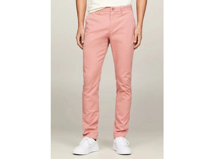 Pantalon chino slim Tommy Hilfiger rose coton bio stretch