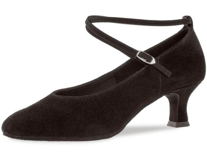 075-068-001 - Chaussures de danse standard en nubuck noir, talons de 5 cm - Diamant