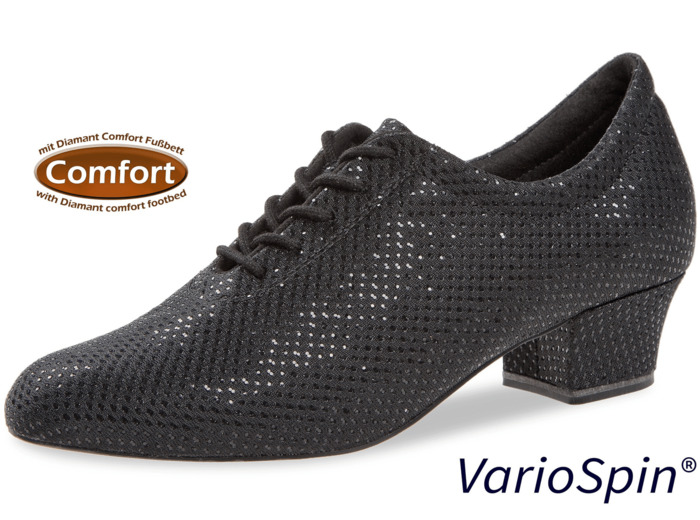 199-034-113-V - Chaussures de danse pour l'entrainement noires brillant, modèle VEGAN, semelle Variospin - Diamant