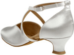 107-013-092 - Chaussures de danse en V en satin blanc, semelle confort, talon 4,2 cm - Diamant