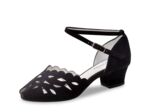 Sabrine 530-35 - Chaussures de danse en nubuck noir ajouré et talons cubain - Anna Kern