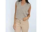 PULL COL V LANA BEIGE CHINE