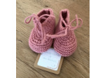 Chaussons bébé , avec petits noeuds, en laine blanche, pure laine