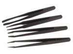 Ensemble de 4 pincettes non conductrices, pour un travail de précision en toute sécurité, noir