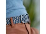 Ceinture tressée Billybelt bleue et beige en cuir