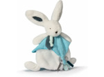 Doudou et Compagnie Happy Pop-Doudou Pompon Paon, DC3745, Blanc 25 cm Doudou Bleu