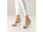 Pearl - Chaussures de danse en cuir argent et brocart - Nueva Epoca