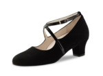 Tabea - Chaussures de danse fermées en daim noir et brides croisées vernies - Werner Kern