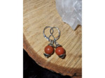 Boucles d'oreilles dormeuses jaspe rouge, fait main