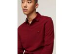 Polo manches longues Tommy Hilfiger rouge en coton bio stretch