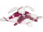 Doudou et Compagnie - Doudou Plat - Lapin Cerise Rose et Blanc