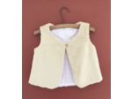 Gilet berger réversible en fausse fourrure beige et en tissu coton rose avec ballerines de danse