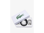 Coffret ceinture 2 boucles Lacoste en cuir noir