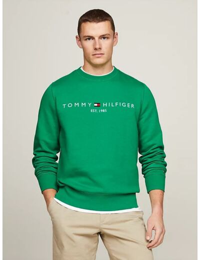 Sweat logo Tommy Hilfiger vert en coton bio