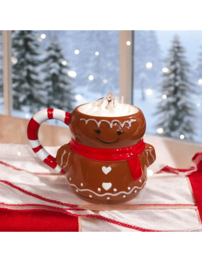 Bougie Mug de Noël - Bonhomme en Pain d'épices