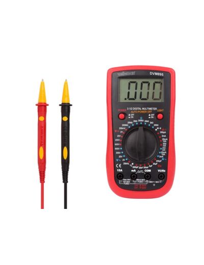 Multimètre numérique, pour la mesure de courant CA/CC, tension CA/CC, résistance, capacité, diodes, continuité, fréquence et température, avec cordons de mesure