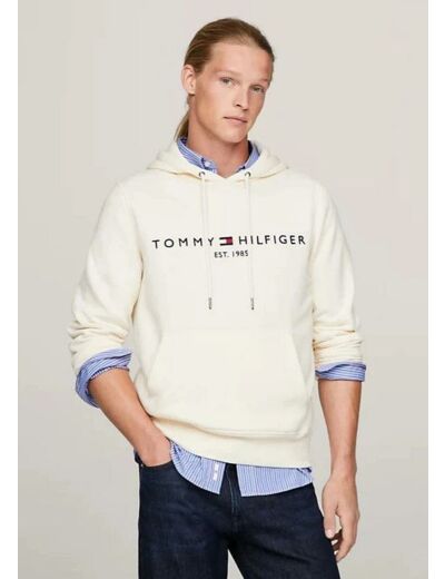 Sweat à capuche Tommy Hilfiger beige en coton bio