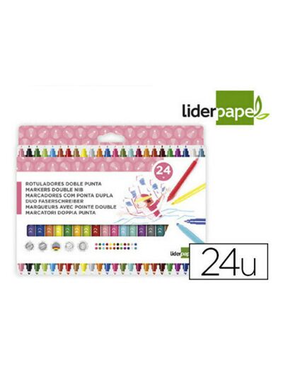 24 Feutres de couleur 2 pointes LIDERPAPEL