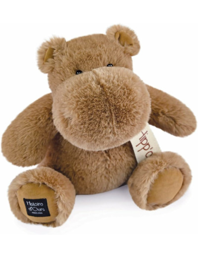 Histoire d'Ours - Peluche Hippopotame - Hippo - Chocolat chaud - 25 Cm - Peluche Douce et Mignonne pour les Calins - Idée Cadeau de Naissance et Anniversaire pour Fille et Garçon -