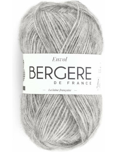 Bergère de France - ENVOL - Pelote de laine à tricoter et cochet (45g) 23% laine - 4,5 mm - Fil fantaisie rond et brillant - Gris (GRIS)
