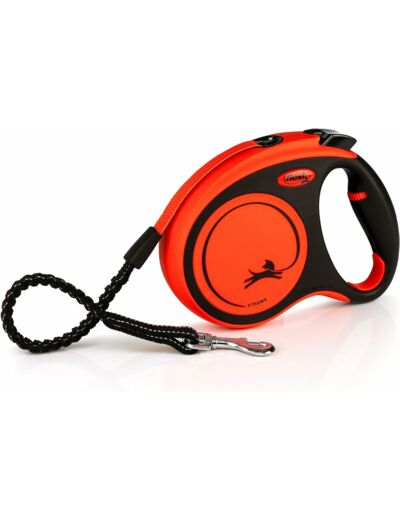 Flexi, Laisse Modèle Xtreme, Résiste aux Charges intensives exercées sur la Sangle, Sangle extrêmement résistante aux morsures, Poignée Souple réglable, Made in Germany, Orange, M - 5m Orange M - 5m