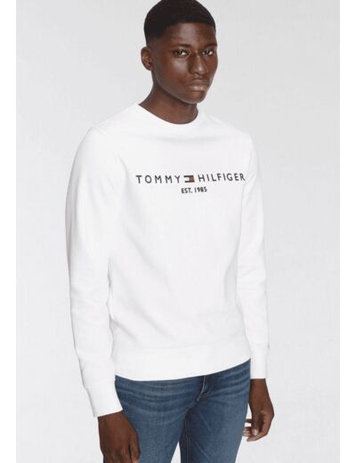 Sweat logo Tommy Hilfiger blanc en coton bio