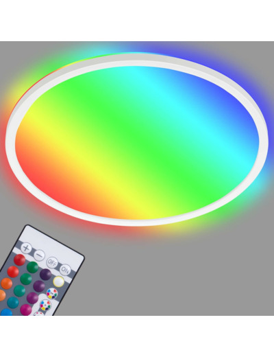 BRILONER Leuchten – Panneau de LED, plafonnier réglable, lampe de plafond, RGB, réglage des couleurs, rétroéclairage, inclut une télécommande, 15 Watt, 1.850 Lumen, 4.000 Kelvin, Blanc, Ø 29,3 cm