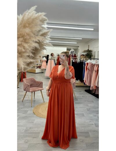 Robe cérémonie grande taille Grace R terracotta