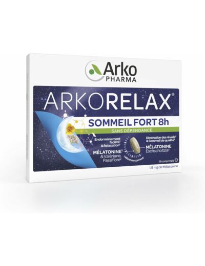 Arkorelax® Sommeil Fort 8 heures - Permet de retrouver un sommeil de qualité, sans dépendance - 15 comprimés Gris Pierre