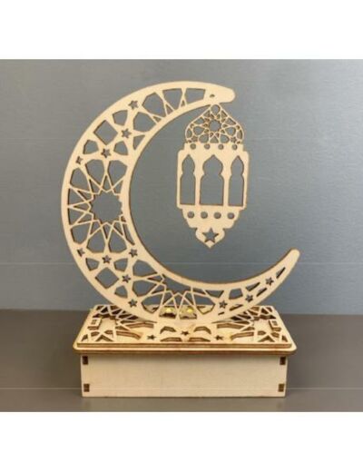Décoration en bois lumineuse Ramadan Mubarak  - Patiss&vous