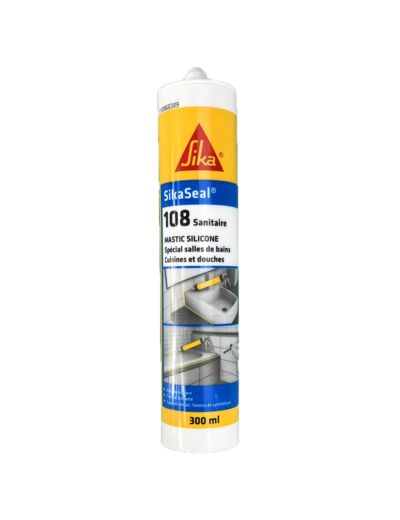 SikaSeal 108 - Sanitaire Mastic silicone spécial salles de bain cuisine et douches