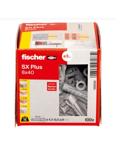 568008 - FISCHER Chevilles à expansion SX Plus 8x40