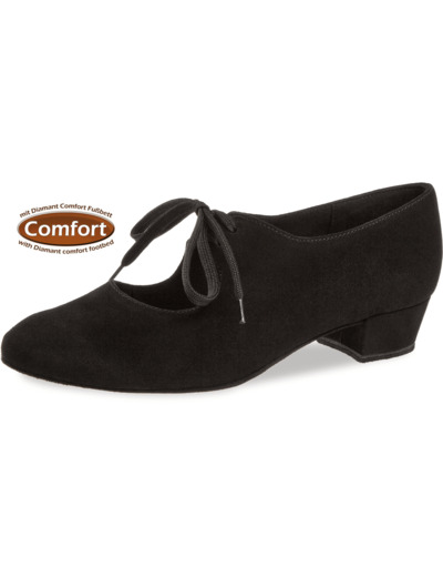 057-029-001 - Chaussures de danse en nubuck noir, semelle confort, talon 3cm - Diamant