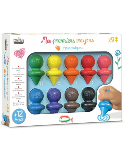 Crea lign' Coffret Loisir Créatif - Mes Premiers Crayons x9 - Dès 12 Mois - CL195