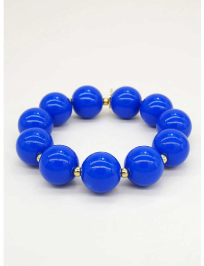 Bichou perles rondes colorées et dorées - Bleu