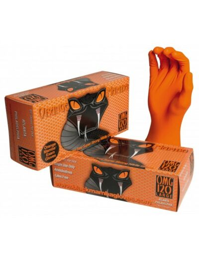 Gants Nitrile Orange Épais Black Mamba