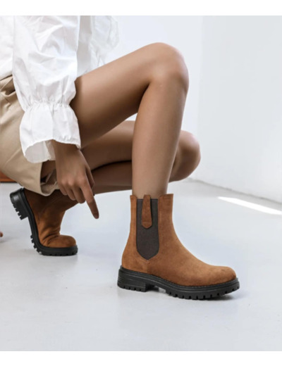 Bottines en suédine Camel