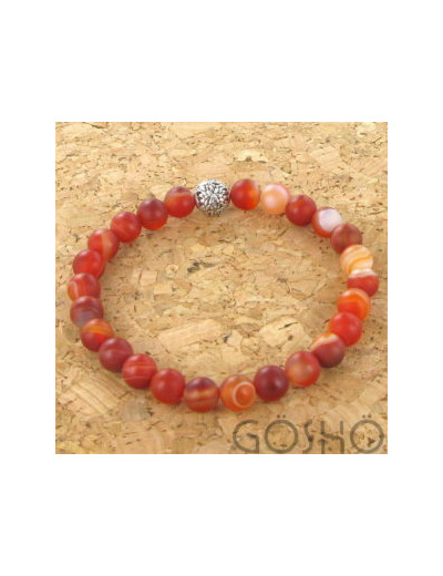 Bracelet GÖSHÖ Agate rouge rayer mat