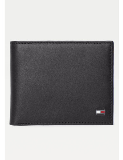 Petit portefeuille à deux volets Tommy Hilfiger noir en cuir