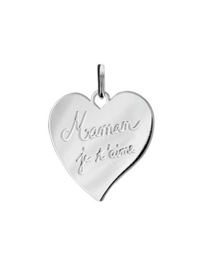 Pendentif argent coeur Maman je t'aime - Magie d'Or