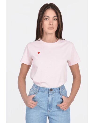 T-SHIRT CŒUR ROSE