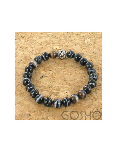 Bracelet GÖSHÖ Agate noire à bande